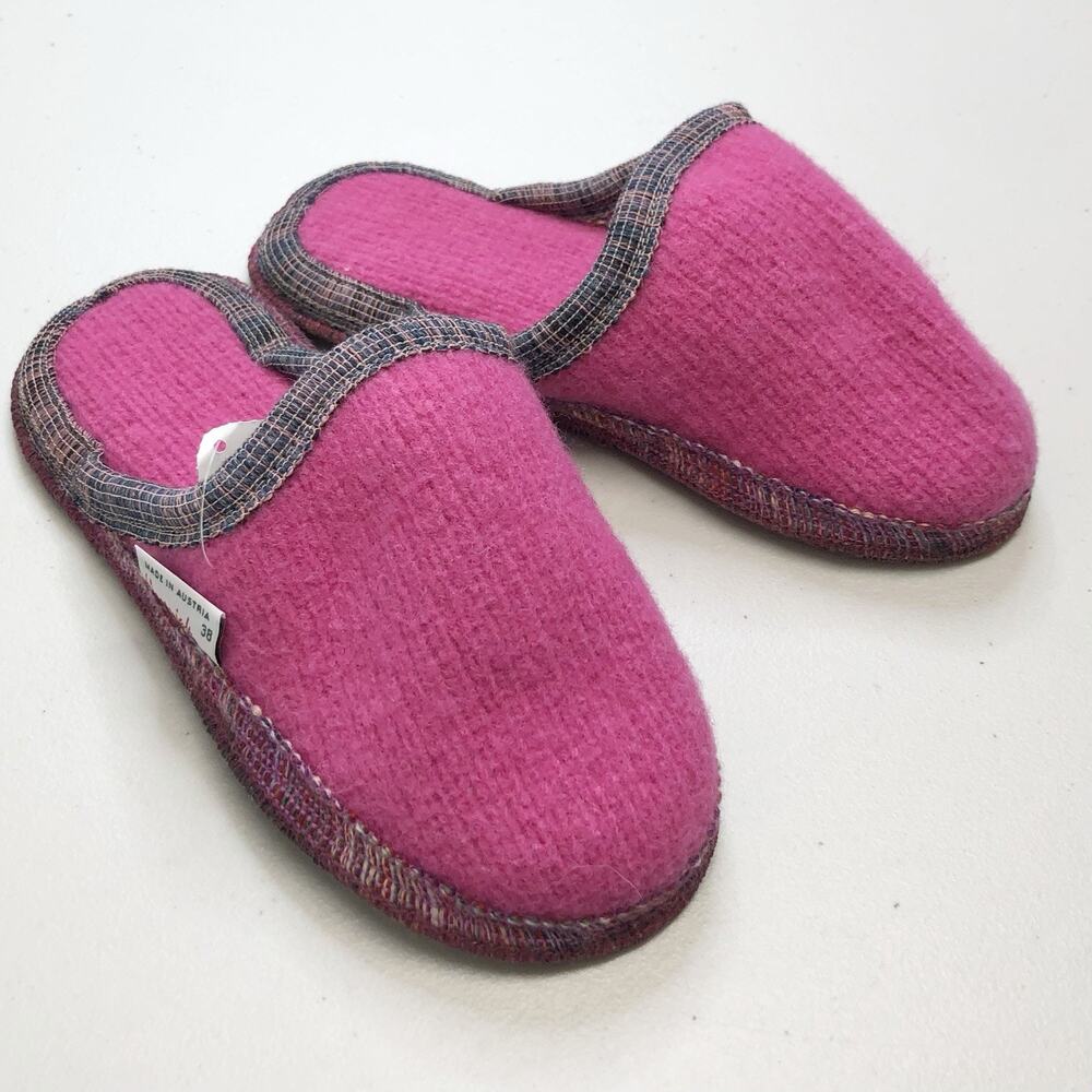 Wesenjak Slippers Size 7 / 38 Hot Pink 100% Boiled Wool Made in Austria